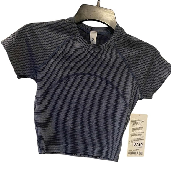 lululemon athletica Tops - 32. NWT Lululemon swiftly tech cropped short sleeve CLUB BLUE Size: 4